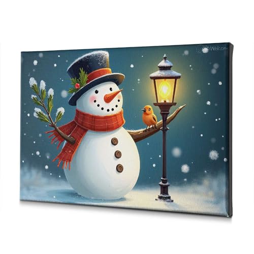 Toile bonhomme de neige cadeau idéal pour passionnés de décoration shabby
