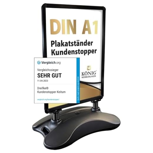 Dreifke Kundenstopper Keitum Wind Line DIN A1 | beidseitig für 2 Plakate | stabiler Fuß für sicheren Stand bei Wind und Wetter | entspiegelte Schutzscheiben | Plakatständer Aufsteller (Schwarz)