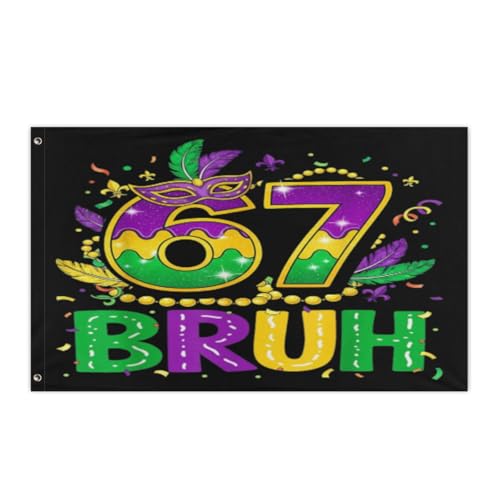 Six Seven Bruh 67 Mardi Party Outfit Flag,3x5FT- Double layer Garden Flags Banner Tapestry for Part Outdoor Boat Decor
