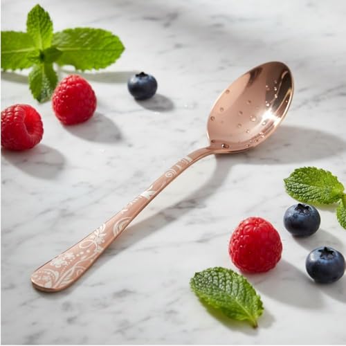Image of 5 Pcs Rosegold Floaral Stainless Steel Cutlery Set for Dining Table with Spoon and Fork Set & Butterknife - The Perfect Tableware /Flatware