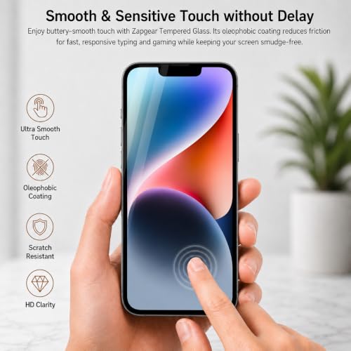 Image of Tempered Glass for iPhone 14 Plus and 13 Pro Max | 9H Hardness Screen Guard | HD Clear Screen Protector | Bubble-Free Installation | Anti-Fingerprint | Smooth Touch | Case Friendly