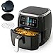 AUREO Heißluftfritteuse XXXL 6.5 L Volumen - Air Fryer mit LED Touchscreen, 1800 Watt - Fritteuse ohne Öl und Fett – 80 bis 200°C - 8 Programmen - mit Kuchenform, Pizzapfanne und Metallhalter