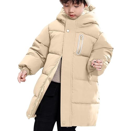 Kids Boy’s Winter Coat Windproof Hooded Puffer Jackets Warm Outerwear Parka Padded Jacket Girls Zip up Quilted Down Long Coat