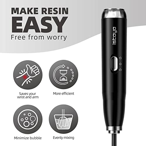 Istoyo Premium Resin Mixer, Handheld Battery Epoxy Mixer For Saving Your Wrist, Epoxy Resin Mixer Pro, Resin Stirrer For Resin, Resin Molds, Silicone Molds Mixing, Diy Crafts (Included 4 Pcs Paddles) #TOP2