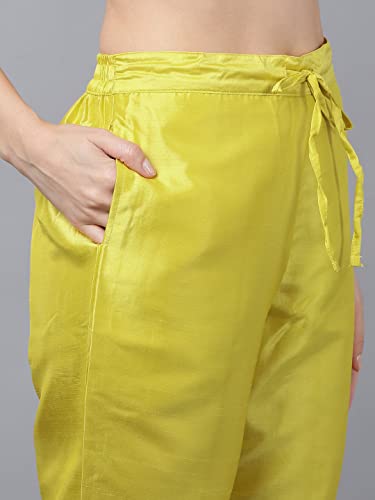 Image of Vaamsi Women's Poly Silk Embellished Solid Straight Kurta Pant with Dupatta