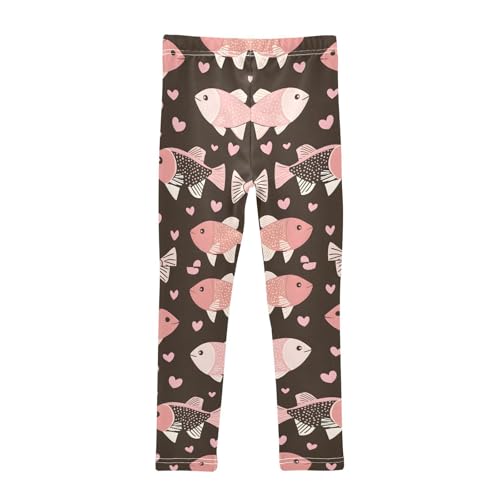 Pink Fish Love Girls Leggings Soft Stretch Workout Yoga Dance Pants for Kids Casual Tights2