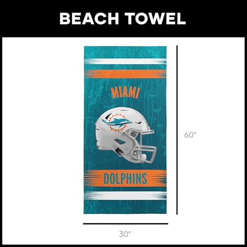 Image of Northwest NFL Miami Dolphins Microfiber Beach Towel, 30 x 60 Inches - Quick Dry, Sand Resistant, Lightweight, Highly Absorbent, Blitz Design
