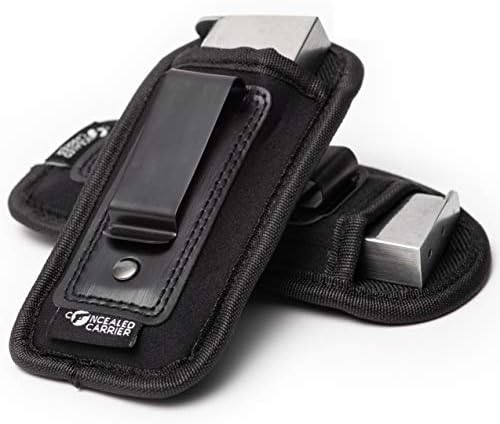 2-Pack Universal Magazine Holster IWB Clip | 9mm .40 .45 | Mag Holster For Glock 19 43 17 Sig 1911 S&W M&P | Fits Any 7 10 15 Round Clips For All Pistols | Gun Ammunition Holsters | Handgun Ammo Pouch