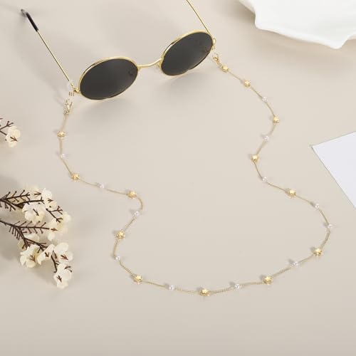 Image of uxcell Beads Eyeglass Chain, Pearl Glasses Strap Eyewear Retainer Chain Around Neck Sunglass Holder for Girls Women