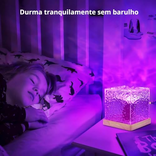 Projetor de Luz Luminaria Projetor Portátil com Efeito de Água Aurora 16 Cores 4 Modos Luz Noturna B