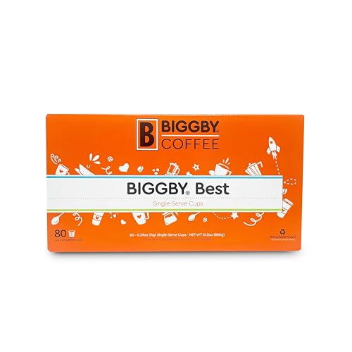 BIGGBY® Best Single Serve Coffee, Recyclable Plastic Cups, 80 Count Box, Medium Roasted
