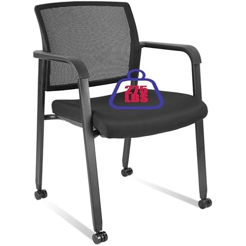 CLATINA Mesh Back Guest Reception Arm Chairs with Wheels Cover
