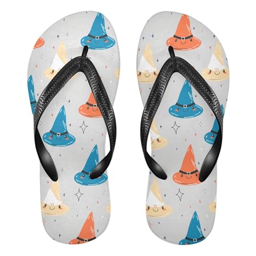 Burbuja Cartoon Witch Hats Flip Flops for Women Men, Soft Thong Sandals Rubber Slippers for Pool Beach Essentials