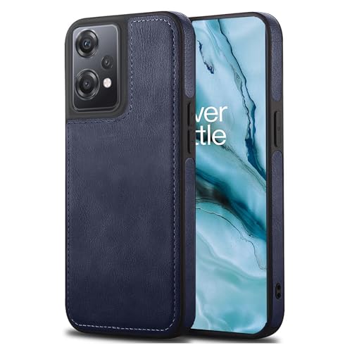 Image of Leather Case for OnePlus Nord CE 2 Lite Premium Protective Stylish Slim Cover with Shockproof Raised Edges Blue