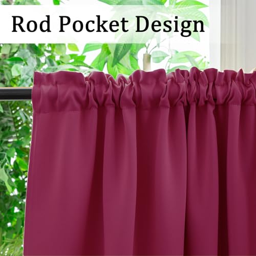 Yancorp Raspberry Blackout Curtains Thermal Insulated Window Treatment 63 Inches Long 2 Panels Set for Bedroom or Living Room (2 Panels), 52 in x 63 in, Raspberry by Yancorp - Image 5