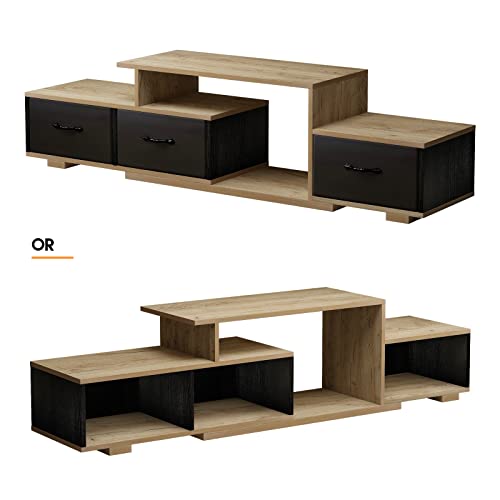 Welfurgeer Black Tv Stand For 32/55/65/70 Inch Tv, Entertainment Center For Video Gaming, Modern Television Stands With Storage Drawers, Media Center For Living Room, Bedroom, Toolless Assembly #TOP6