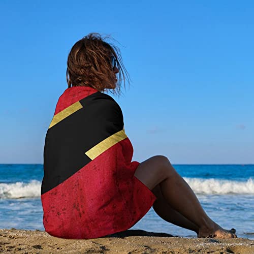 Kazynee Cool Red Abstract Beach Towel,Modern Art Watercolor Black & Gold Geometric Marble Tie Dye Microfiber Beach Towel, Extra Large Adult Beach Towel. #TOP3