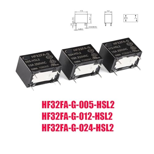 Relé de potencia HF32FA-G 12V de 4 pines y 10A para control de circuitos 2