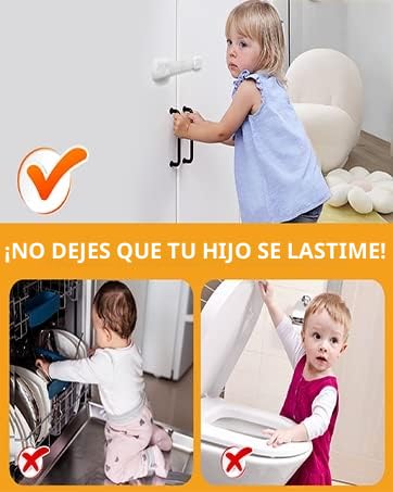 Miniatura 3 de Fhlbestyu Cierre Seguridad Cajones Bebe 10 8 Seguridad Cajones Bebe, Seguro Puertas Bebe, Seguridad Puertas Niños Bloqueo De Seguridad Con Ajustable, Sin Taladrar Con Adhesivo Fuerte