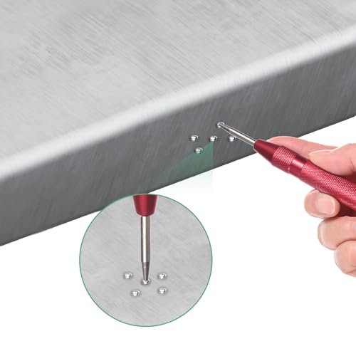 M METERXITY 2er-Pack Automatischer Körner, 133mm Hochgeschwindigkeitsstahl Federbelasteter Nagelkörner Werkzeug für Stahlplatte/Holzbrett/Glas, Einstellbares Schlagkörner Werkzeug [Rot]