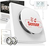 SBONNI 3 Velocidades Extractor de Baño Sensor Humedad, Sensor Temperatura, Temporizador - Ventilador Extractor de Aire 100 mm Silencioso Potente Automático para Baño WC Sótano P117(sin control remoto)