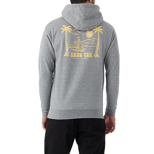 Hang Ten Mens Square Logo Hoodie - Comfortable Hooded Sweatshirt for Men - Relaxed Fit with Front Pocket