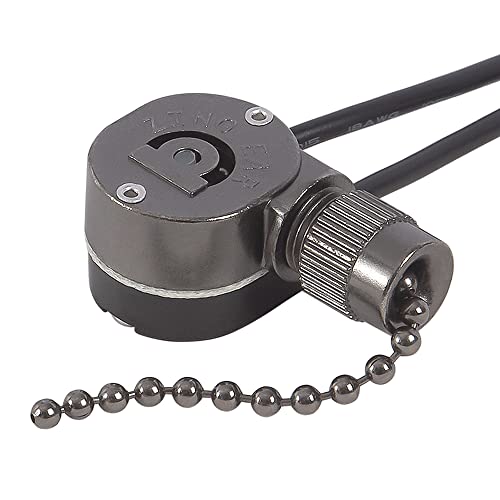 Ceiling Fan Light Switch ZE-109m Metal Pull Chain Switch,Two Wire Fan Switch For Ceiling Fan Light Fixture Replacement Parts- Gun Color