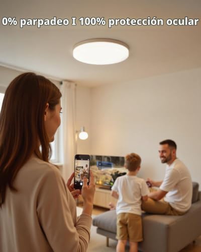 Miniatura 6 de Combuh Plafón Led 48w 4320lm Fácil De Instalar Adecuado Para Dormitorios Modernos Salones Cocina Blanco Cálido 3000k Redondo Ø30cm