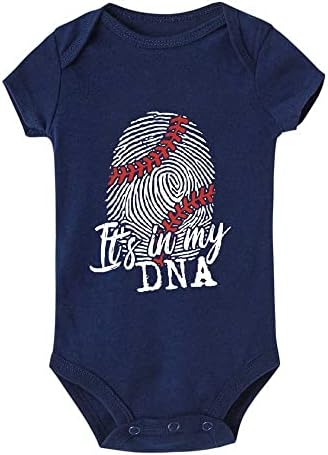 Baseball It’s in My DNA Novetly Toddler Rompers Short Sleeve Newborn Clothes for Baby Boy Girl image 3