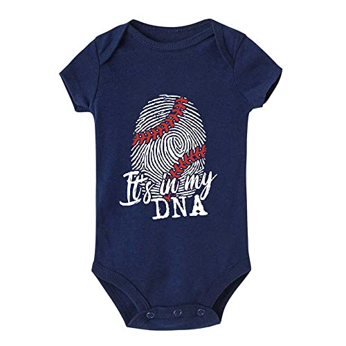 Baseball It’s in My DNA Novetly Toddler Rompers Short Sleeve Newborn Clothes for Baby Boy Girl