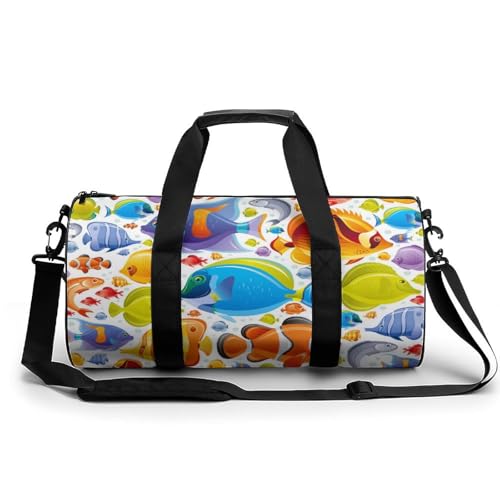Sac de voyage poisson cartoon compact anti-encombrement pour gym randonnée camping 45cm