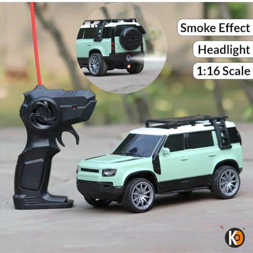 Image of K D Fog Remote Control SUV Defender Car - High-Speed Off-Road RC Car with LED Lights & Smoke | USB Type-C Charging (4 Defendar with Fog Remote Car Green)