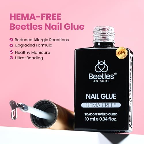 Image of Beetles Soft Gel Nail Kit Almond Short 288pcs 12 Sizes Nail Tips with Glue