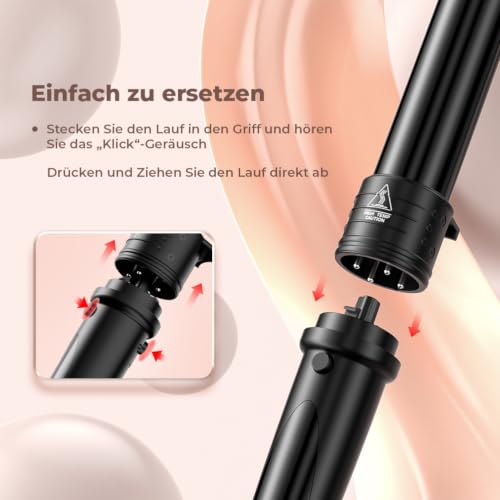 Foto von ELEHOT-Store Lockenstab 5 in 1 LCD Keramikbeschichtung Austauschbare Aufsätzen Curling iron mit Handschuhe Einstellbare Temperatur Schnellaufheizung Lockenstäbe ET-W301