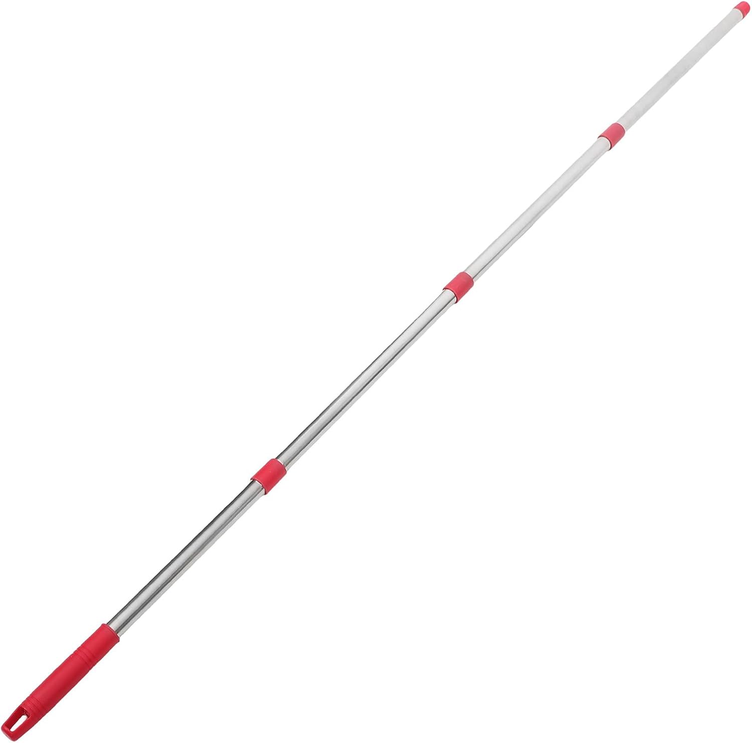 Ipetboom Stainless Steel Four-Section Mop Handle Extension Pole Metal Mop Rod Replacement for Floor Cleaning with Detachable Joint Accessory for Household and Commercial Use