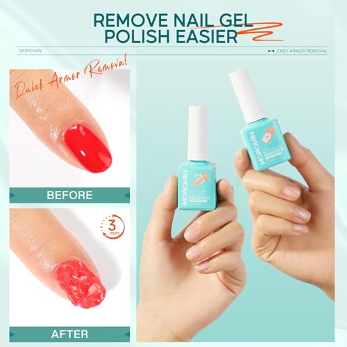 Morovan Gel Polish Remover Kit: Gel Nail Polish Remover Set with Latex Tape Peel Off Liquid with Peeler Cuticle Oil Nail File Cuticle Pusher Cleaner Easy & Effective Gel Polish in 3-5 Minutes. - Thumbnail 3