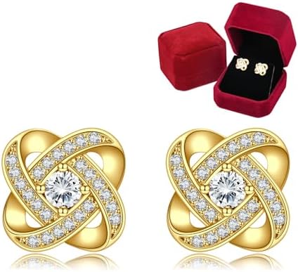 AVYRING Earrings for Women, Heart Earrings Cubic Zirconia Stud Hypoallergenic Earrings Dainty Earrings Jewellery for Brides Bridesmaids Wedding