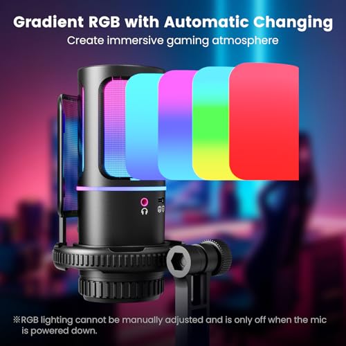 Image of SINWE Gaming Microphone with Adjustable Boom Arm- USB PC Mic for Streaming, Gaming, Podcasts, PC, PS4 -Includes Pop Filter, Shock Mount, Quick Mute & RGB Lighting,Noise Cancelation & Gain Control