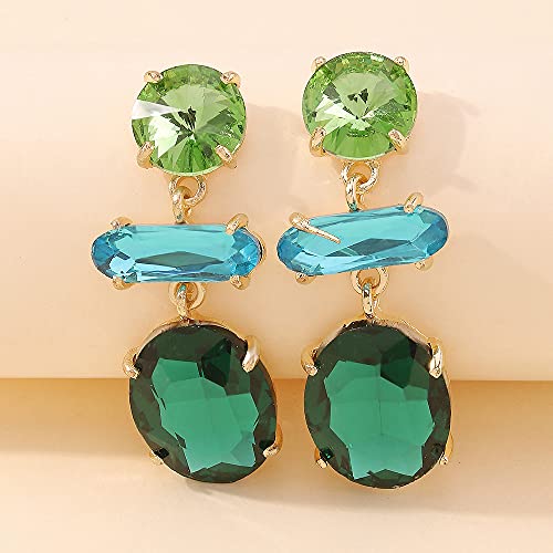 Wekicici Colorful Rhinestone Drop Earrings Multicolored Crystal Dangle Earrings Elegant Accessories for Women4