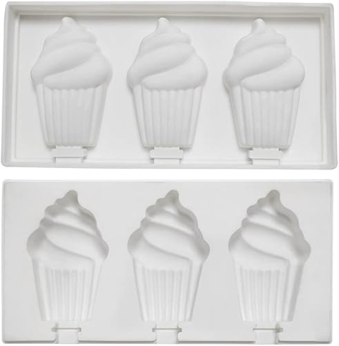 Miniatura 2 de Moldes de paletas para tartas, 3 cavidades, moldes de silicona para helados, moldes de silicona para paletas de hielo, molde de paletas de hielo,