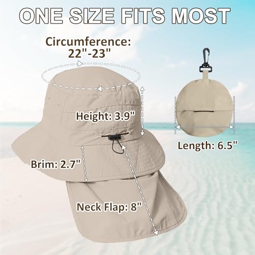 Royal Matrix Packable Bucket Hat For Women With Neck Flap Uv Protection Sun Hat Waterproof Wide Brim Fishing Hat Beige thumb #1