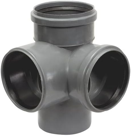 110mm Corner Branch Push-FIT Jointing Fitting, 90 Deg, Ring Seal Soil Pipe, Grey, PVC Plumbing