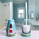 Treimboover WC-Bürste Toilettenbürste Satz Grund Bad-Accessoires WC Langer Griff Kugelart Leuchtturm Reinigung Dekontamination Klobürste