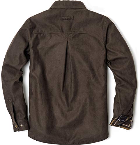 Cqr Men's Flannel Lined Shirt Jackets, Long Sleeved Rugged Plaid Cotton Brushed Suede Shirt Jacket, Flannel Lined Calf Brown, Xx-Large #TOP1