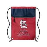 FOCO MLB Officially Licensed Unisex Team Color Baseball Primary Logo Wordmark Drawstring Backpack With Zippered Pocket - St. Louis Cardinals
