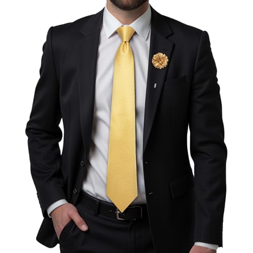 Hi-Tie Silk Men's Tie and Pocket Square Cufflinks Lapel Pin Set Jacquard Wedding Business Necktie for Formal - Image 4
