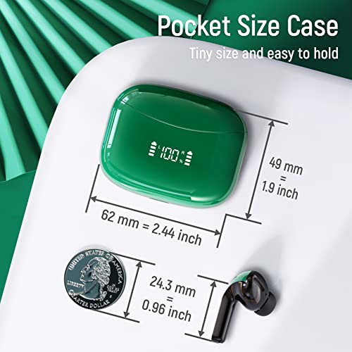 Wireless Earbuds Bluetooth Headphones 60H Playtime Ear Buds With Led Power Display Charging Case Earphones In-Ear Earbud With Microphone For Android Cell Phone Gaming Computer Laptop Sport Green #TOP6