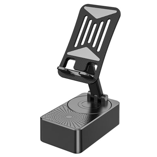 Support de haut-parleur sans fil – Support de téléphone portable à trois fonctions, appareil rotatif complet avec amplificateur de son sans fil et apprêt antidérapant et station d'accueil 10 heures