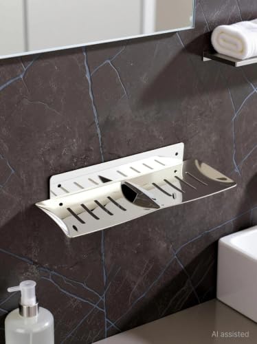 Image of iSTAR Stainless Steel Double Soap Dish | Wall Mounted Soap Holder for Bathroom | Rust & Corrosion Resistant Square Soap Stand | Heavy Duty Bathroom Accessory with Screws (Steel, Pack of 1)