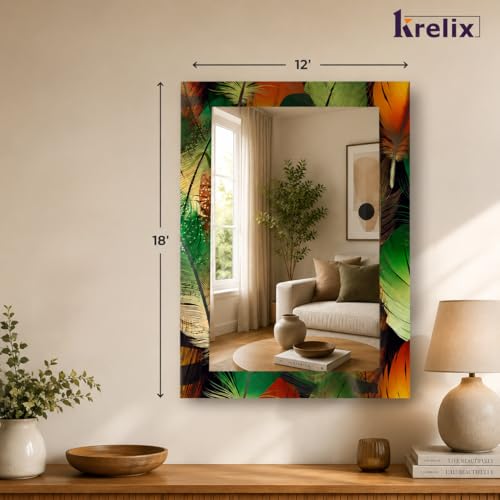 Image of KERLIX 12x18 Inch Rectangular Wall Mirror - CNC Polished Finish, Modern Decorative Mirror for Bathroom, Bedroom, Living Room & Entryway